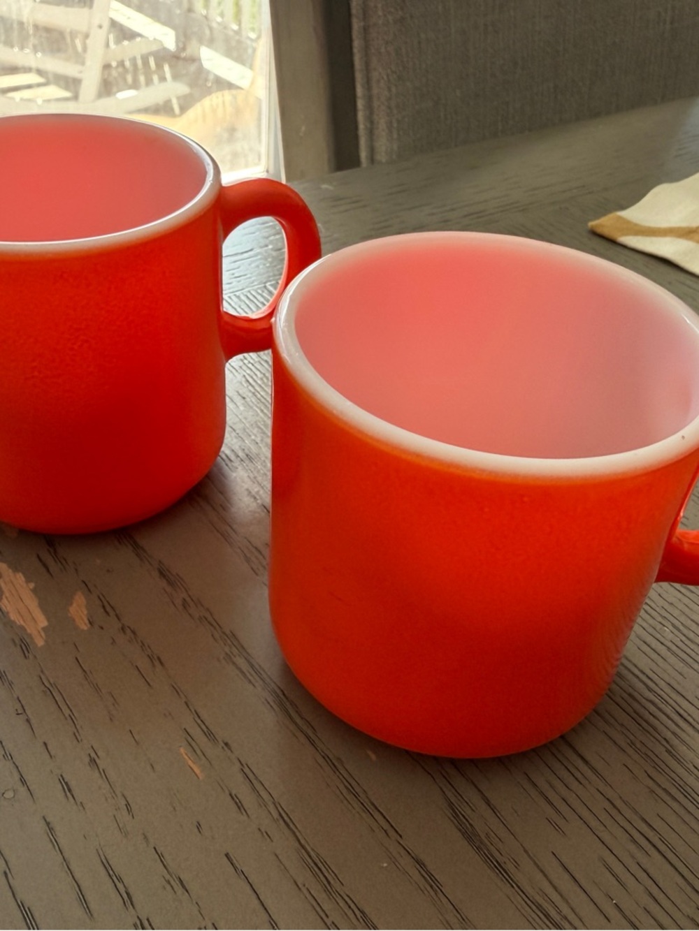 Anchor Hocking Bright Orange Coffee Mugs - Pair